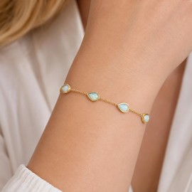 STARCHENIE Opal Bracelet for Women Simple Teardrop Bracelet 14K Gold Plated Jewelry