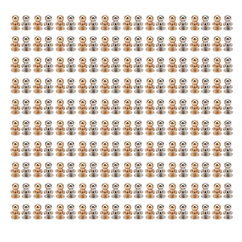 200 Set Chicago Screws 0.3x0.2in Pure Copper Glossy Durable Round