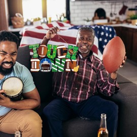 Football Wreath Sign - Wooden Wall Sign,Easy Installation No Fade Sturdy Rustic Football Door Hanger Farmhouse Porch Decor, Sports Lover Home Decor