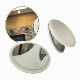 Lingluox 3.5 Inch LED Travel Makeup Mirror,Portable Folding Compact Mirror with 1X/2X Magnification,Cosmetic Mirror for Women (White)