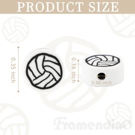Framendino, 200 Pack 10 mm Sport Ball Volleyball Beads Polymer Clay Charms for DIY Jewelry Necklace