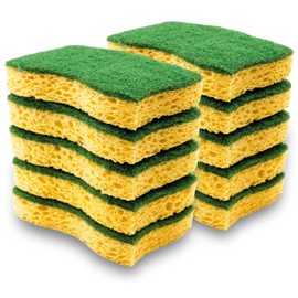 Squatch® | Pack of 10 Sponges | Large Economy Pack | Double Sided Kitchen Dish Sponges | Sponge Side for Cleaning, Green Side for Scrubbing | Double Action & Ultra Absorbent