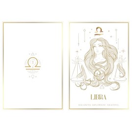 WBdesignz Greeting Card Zodiac Sign Libra with Envelope - Zodiac Sign Libra Gold Envelope Astrology Birthday Card Birthday Recognition Elegant Sparkle (DIN A6)