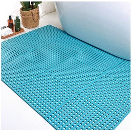 Non-Slip PVC Interlocking Floor Mat for Bathroom Shower Pool Hotel Anti-Skid Hollow Square Drainage Mat Waterproof Safety Floor Mat for Wet Areas