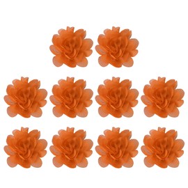 PATIKIL 2" Chiffon Flowers, 10 Pcs Mesh Fabric Flowers Sewing Fabric Appliques Headband Embellishments for DIY Craft Wedding Decor, Orange