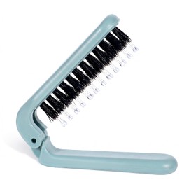 Collapsable Travel Hair Brush, Mini Travel Folding Hair Brushes, Small Boar Bristle Hairs Brush for Women Purse Compact Hairbrush, Pocket Size Detangler Foldable Brushes for Any Hairstyles – Blue