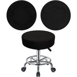 HuaLiSiJi Stool Cover, Round Stool, 30-40 cm, Rich Colours, Stretchy, Wrinkle-Free, Washable, Dustproof, Soft and Durable, Also Suitable for Square Stools (1, Z-Black)