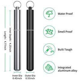 Aluminum Metal Storage Tube Container (5 Packs)，Urekt Cute Small Pill Box Case Waterproof Joint Holder Fit in Pocket Purse Portable for Travel and Outdoors