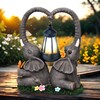 yiilead 10.6" Solar Elephant Garden Statue,Heart Elephant Lawn Decorations Outdoor,Unique
