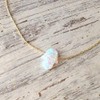 14K Gold Hamsa Hand and White Opal Necklace of Length