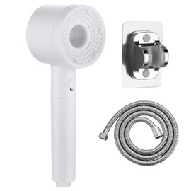 Tokenhigh Shower Head High Pressure, Pressurized Shower Head with Pause Switch, Hard Water Filter Showerhead, Powerful Handheld Filter Showerhead, Water Saving Large Shower (Cream White)