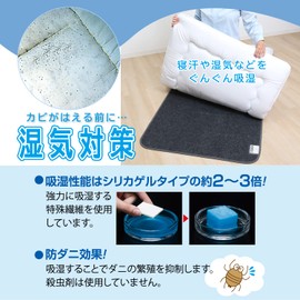 Astro 615-01 Dehumidifying Sheet, Gray, Black, Single Size, Strong Moisture Absorption, Dehumidification Mat, Activated Carbon, Deodorizing, Dust Mites, Absorption