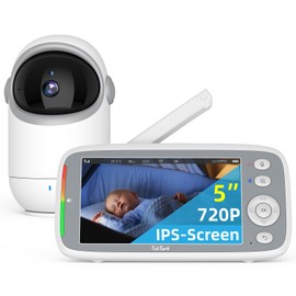 TakTark Baby Monitor with Camera, 5 Inch 720P IPS Baby Monitor with Camera Video Baby Monitor with Camera with Rotation Pan-Tilt 300° Camera Baby Monitor with VOX, Intercom Function, Night Vision,