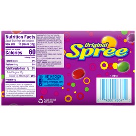 Spree Original Movie Theater Box, Variety of Mixed Fruit Flavored Candies, Stocking Stuffers, Party Favors, and More, 3 Pack, 5 Ounces