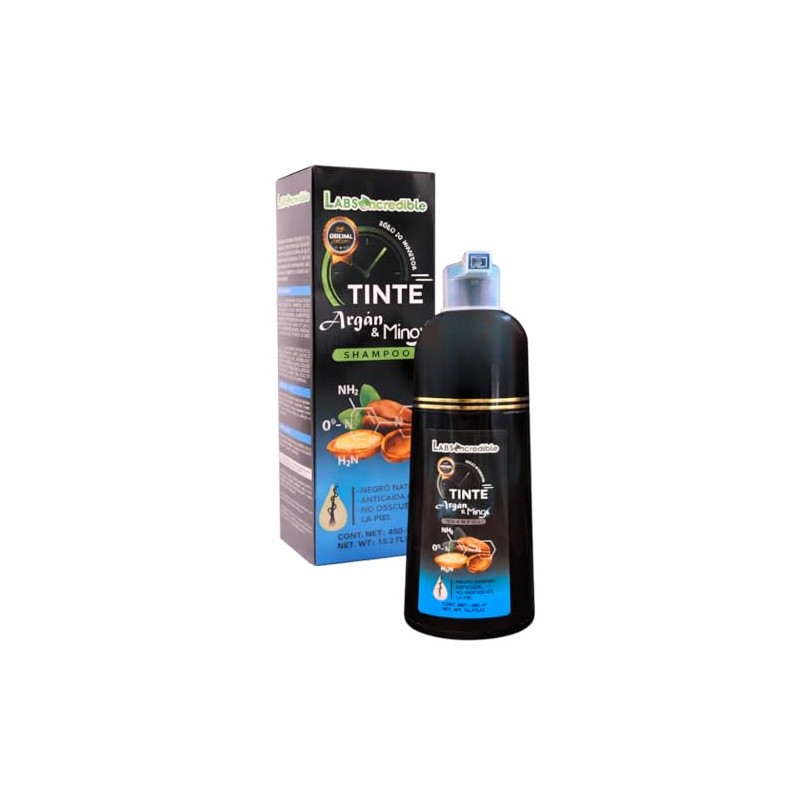Shampoo Tinte Negro Natural con Argán y Minox, Anticaída, No
