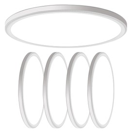 WKONCLDY 4 Pack 4700lm Super Slim 16 inch LED Ceiling Light, 5000K for Bedroom, Living Room, Dining Room (White, Four Pack)