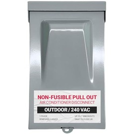 DuctlessAire 60 Amp Non Fused Disconnect - AC Disconnect Outdoor Box - Metal Cased Safety Switch Case - 240 VAC Electrical Breaker Box for Air Conditioner, Heat Pumps, HVAC, Generator and More