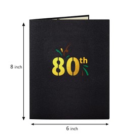 HOMANGA Happy 80th Birthday Pop Up Card, 80th Birthday Card with Note and Envelope, 80th Birthday Gifts for Husband, Wife, Men, Women, 80 Years 3D Pop Up Birthday Greeting Card 15x20cm
