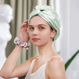 QIYUE Premium Silk Twisted London Style Turban/Headband/Bath Bonnet - Breathable for Sleeping, Suitable for Long, Straight and Curly Hair (AU, Alpha, One Size, Mint)