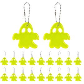 THXFUNAREA Safety Reflector Pendants, Pack of 20 Ghost Reflectors Children's Pendant for Backpack School Bag, Reflective Key Ring for School Bag, Backpack, Cycling, Walking, Running