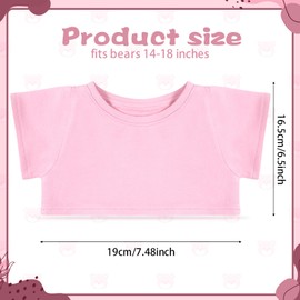 RoundFunny Bear Tee Shirt Fit 14-18inch Stuffed Animal Clothes, Basic Dolls Shirt, Light Pink
