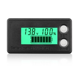 DROK Waterproof Battery Monitor 8-100V, Volt Meter Battery Capacity Tester LCD Display with Green Backlight, Fit for Car Golf Cart RV Marine