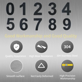 Ywonobs House Numbers - 3 Inch Self Adhesive Metal Stainless Steel Door Numbers Stickers for House Mailbox Apartment Hotel Courtyard - Black(2)