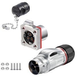 CNLINKO BD-24 3 PIN Industrial Waterproof Connectors, IP68 Circular Connector, Hard Metal Anti-Interference Shell, Quick Plug Aviation Connector, M24 Panel Mount Flange Socket (3 Pin)