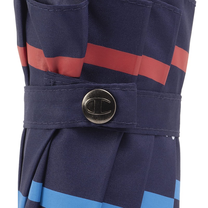Champion CHM34MN58-N Mini Folding Umbrella, Navy, Hem Border Pattern, 23.8