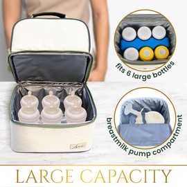 Isaa Breastmilk Cooler Bag with Ice Pack, Holds Up to 6 Bottles, Easy to Carry for Travel, Work, Walking