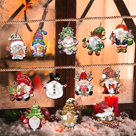 24Pcs Christmas Gnome Wooden Hanging Ornaments, Wooden Hanging Decor for Christmas Tree Decorations with Twine, Santa Doll Elf Wood Hanging Craft for Xmas Decor Home Party Supplies