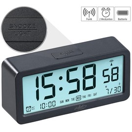 infactory Wireless Digital Alarm Clock: Digital Wireless Travel Alarm Clock with 3 Alarm Times and Illuminated Display (Digital Alarm Clock, Table Alarm Clock, Seniors)