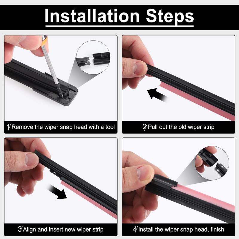 BJSIA 22Inch Windshield Wiper Blades Strips, Auto Adjustable Insert Rubber