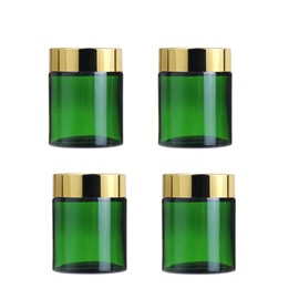 4 Pack 100g 3.4 oz Green Glass Jars with Lids,Round Cosmetic Container Jars,Empty Cosmetic Containers Pot Jars for Lotion,Cream,Powder,Ointments,Spice,Samples,Bath Salts,Liquid,Travel Storage Jar