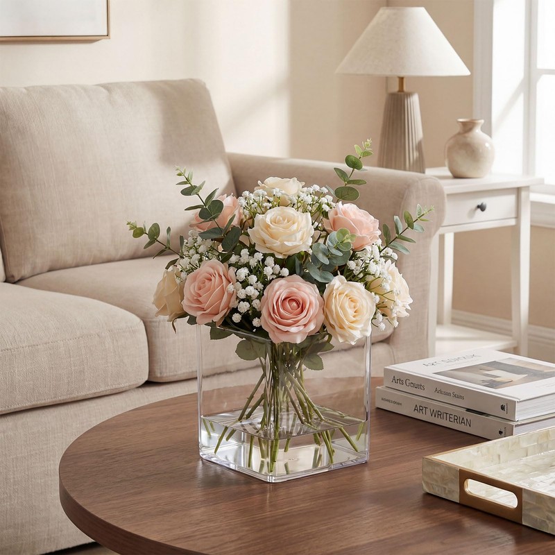 Wowang 2 Pack Clear Square Acrylic Vases 4 X 4