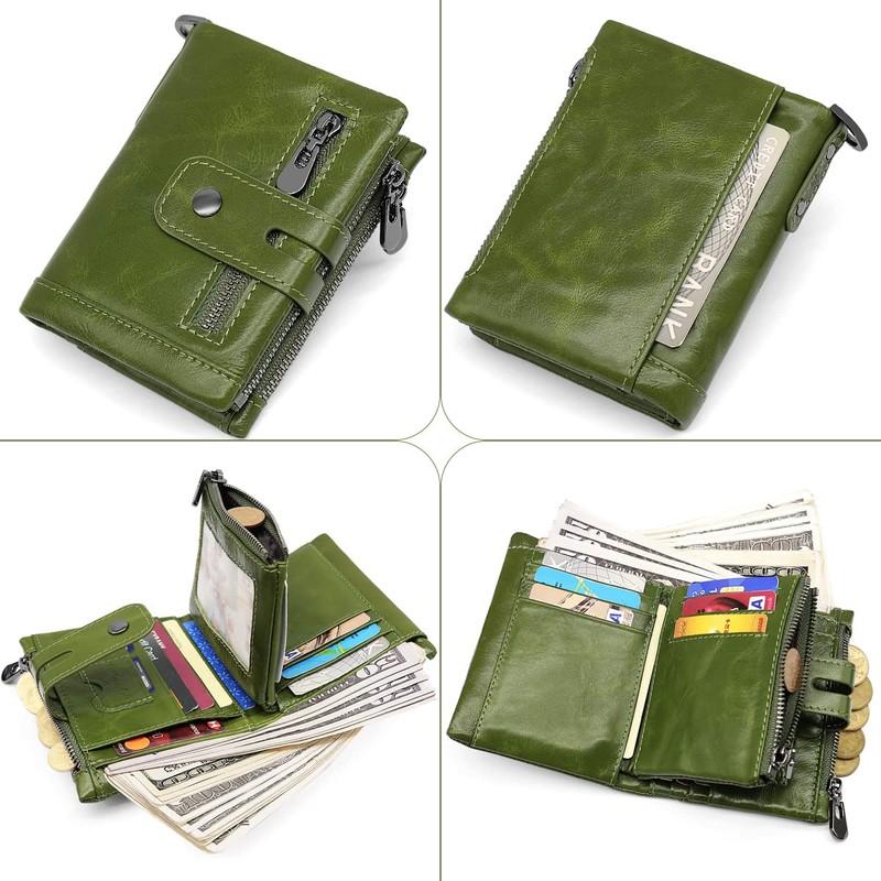 Reetee Women’s purse, small, leather zip, RFID protection, 16 card