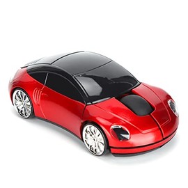 Ratón Inalámbrico Coche 2.4GHz, Ratón óptico Ergonómico Forma de Coche Deportivo 3D con Receptor USB, Ratón de Ordenador de 1600 dpi con Luz LED para 