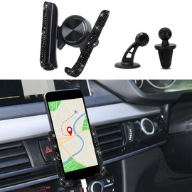 ASUBHA Bling Car Phone Holder Mini Car Dash Air Vent Automatic Phone Mount Universal 360°Adjustable Crystal Auto Car Stand Phone Holder Car Accessories for Women and Girls