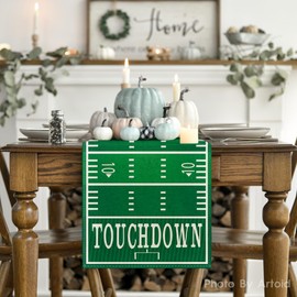 Artoid Mode Touch Down American Football Court Table Runner, Rugby Boy Fall Birthday Party Kitchen Dining Table Decoration for Home Decor 13x72 Inch