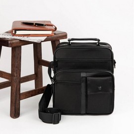 Men's casual leather shopper bag office worker cross bag Black