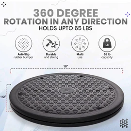 12 Inch Lazy Susan Turntable Organizer, Non Skid Large Lazy Susan Turntable for Cabinet, Computer or Laptop, Plastic Turn Table, Black, 1 PC