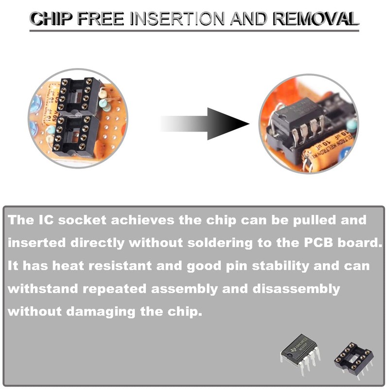 Youmile 50pcs DIP IC Socket Round 2.54mm Spacing 8 Pin