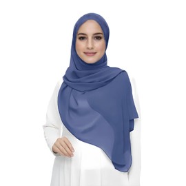 Lina & Lily Women's Muslim Premium Chiffon Hijab Headscarf Scarf Made of Lightweight Fabric, Denim blue