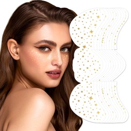 10 PCS Gold Glitter Freckles Face Tattoo Sparkles Makeup Patches Stickers for Women Girls Fairy Rave Festival Trinkets Accessories (Gold)