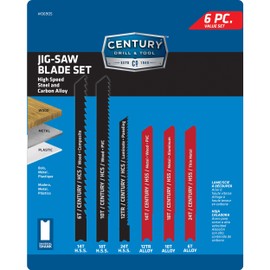 Century Drill & Tool 6905 Carbon Alloy and High Speed Steel Jig Saw Blade Set, 5 Piece