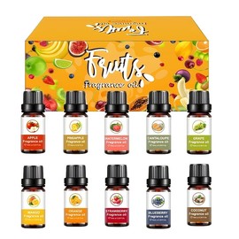 Fruity Fragrance Oil for Candle & Soap Making, Holamay Premium Essential Oils 10ml x 10 - Coconut, Strawberry, Mango, Pineapple, Summer Aromatherapy Diffuser Oils Set