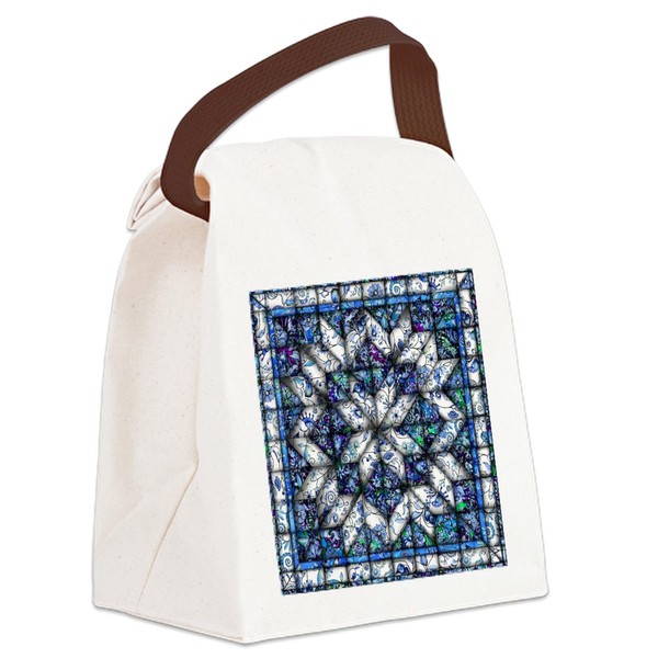 CafePress Blue Onion Quilt Canvas Lunch Bag with Strap Handle