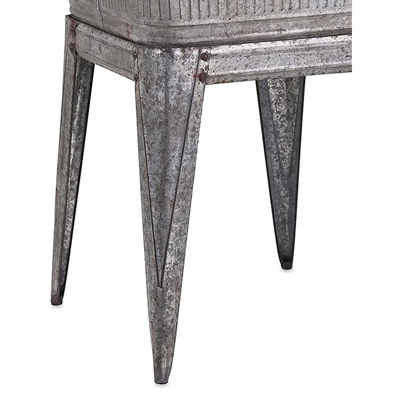 Benjara Multi Functional Galvanized Metal Tub on Stand, Gray