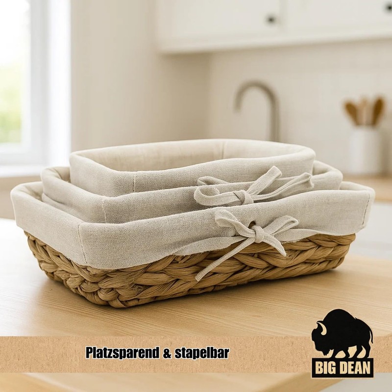BigDean Set of 3 bread baskets, bread baskets, modern braided