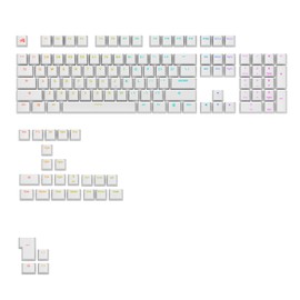 Glorious Gaming - GPBT Backlit Keycaps (White) Translucent Shine Through Legends, Fits 100%, 75% 65% 60% Custom Mechanical Gaming Keyboards, Fits ANSI, ISO, Windows & macOS, English (US)